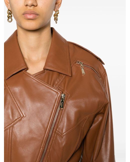 Leather Jacket di Blugirl Blumarine in Brown