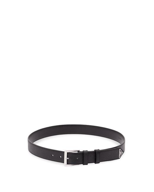Prada White Saffiano Leather Belt for men