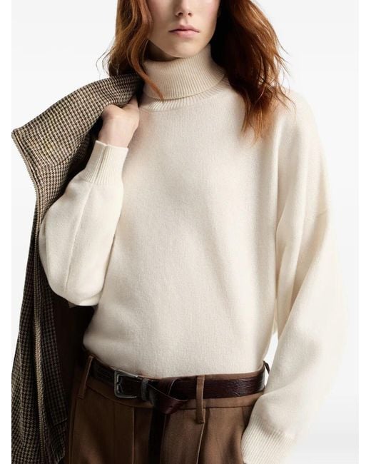 Brunello Cucinelli White Cashmere Turtleneck