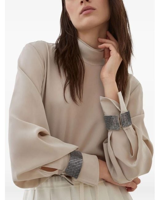 Brunello Cucinelli White Turtle Neck Blouse