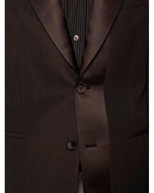 Wool Crepe And Satin Jacket di Fendi in Black da Uomo