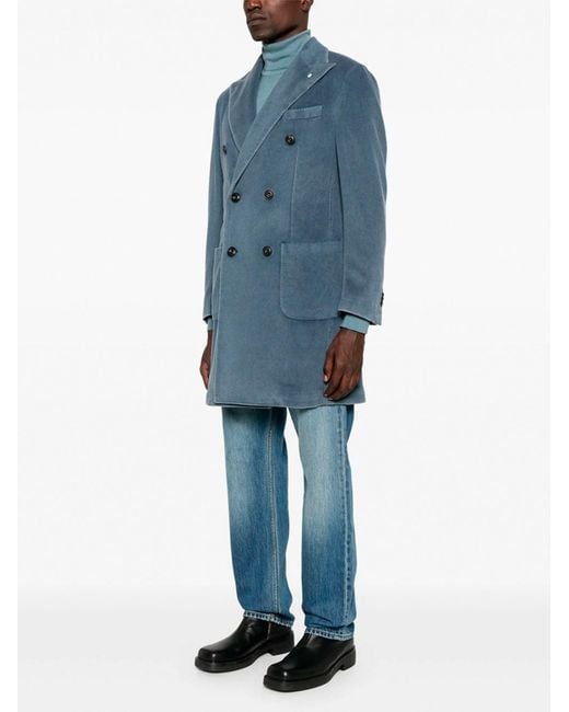L.b.m. 1911 Blue Wool&Cashmere Coat for men