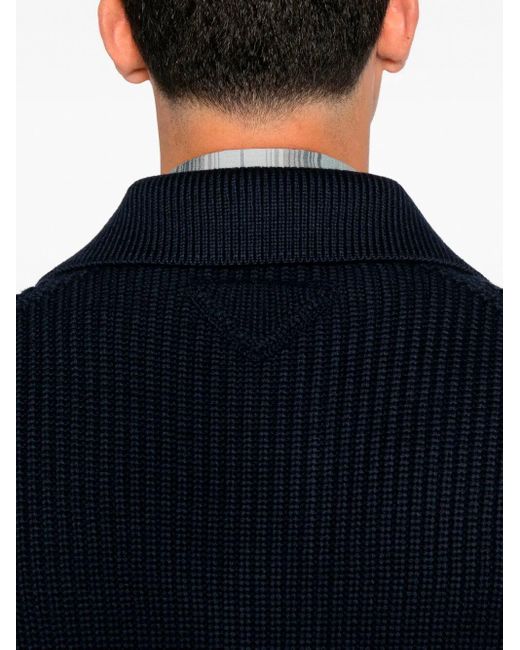 Prada Blue Wool Cardigan for men