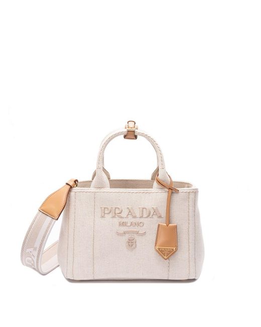 Prada Pink Cotton And Linen Tote