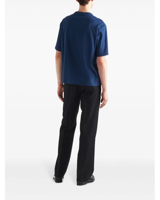 Jersey T-Shirt With Logo di Prada in Blue da Uomo