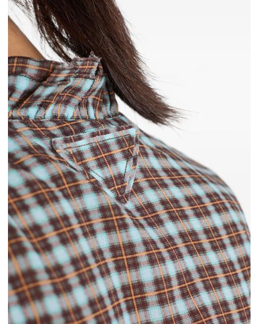 Prada Multicolor Check-Patterned Shirt/Cocoa