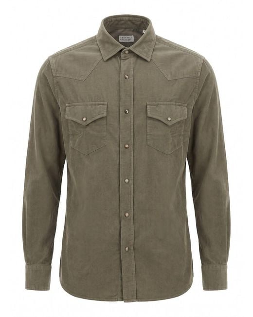 Brunello Cucinelli Green Shirt for men