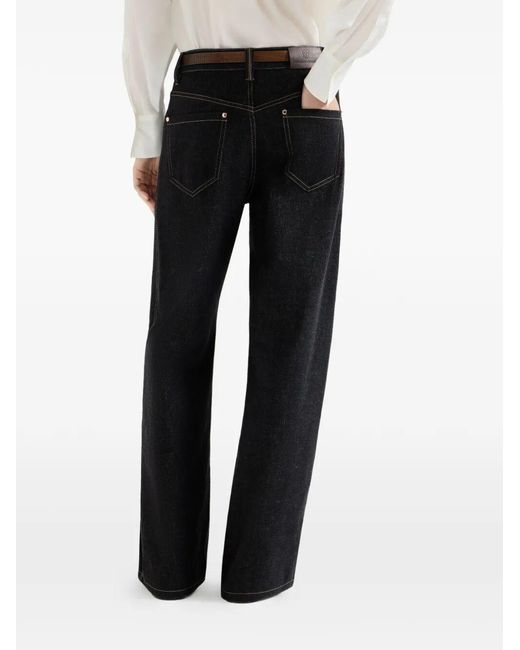 Brunello Cucinelli Black Loose Barrel Trousers