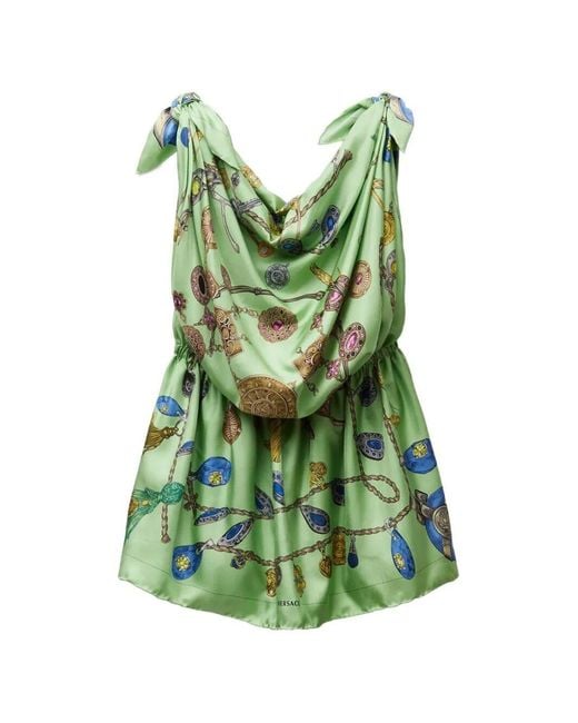 Versace Green Dress Foulard Print