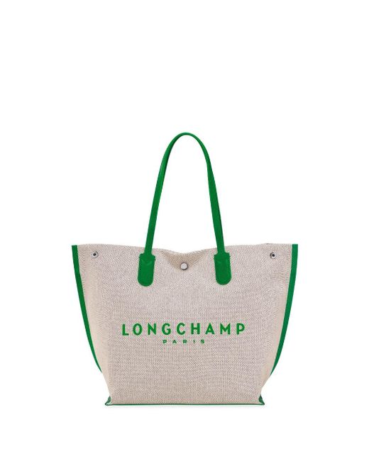 Longchamp Green `essential Toile` Large Tote Bag