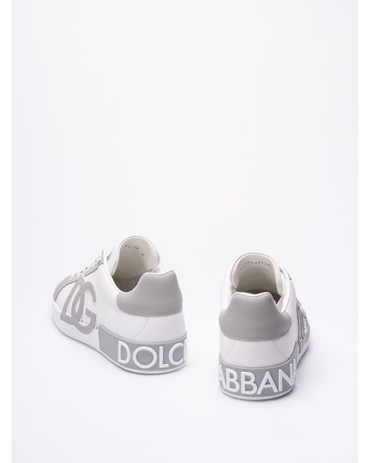 Sneakers low top portofino in pelle di Dolce & Gabbana in White da Uomo
