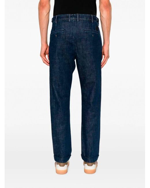 Jacob Cohen Blue Pleated Straight-Leg Jeans for men