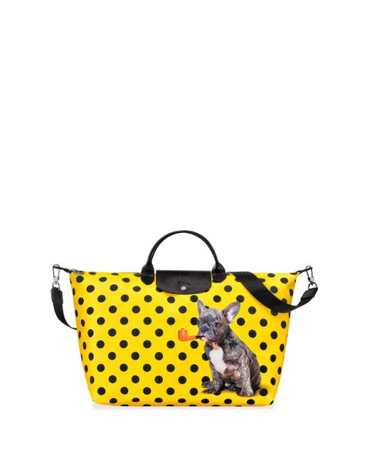 Longchamp Yellow ` X Toiletpaper` `le Pliage Chien` Unisex Travel Ba