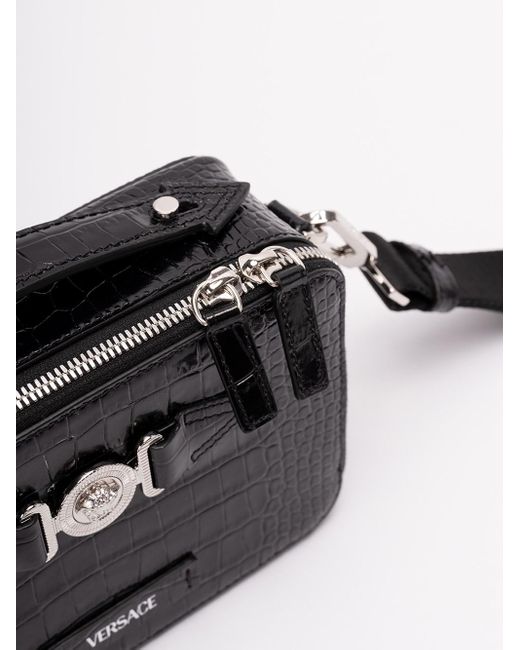 Versace Small Leather Crossbody Bag in Black for Men Lyst