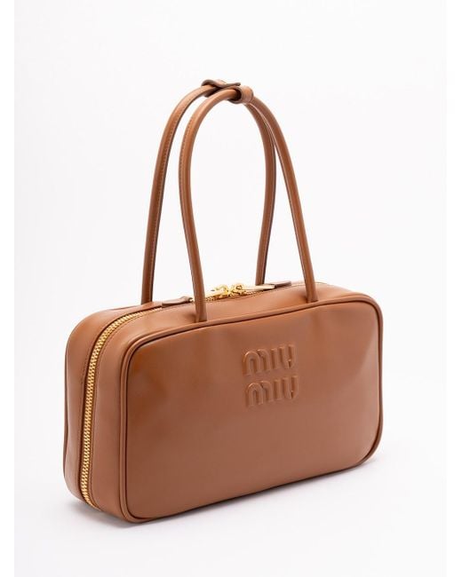 Miu Miu Brown 'Beau' Leather Top-Handle Bag
