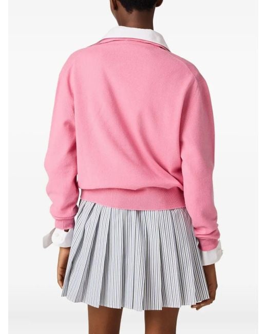 Miu Miu Pink Argyle Cashmere Polo-Neck
