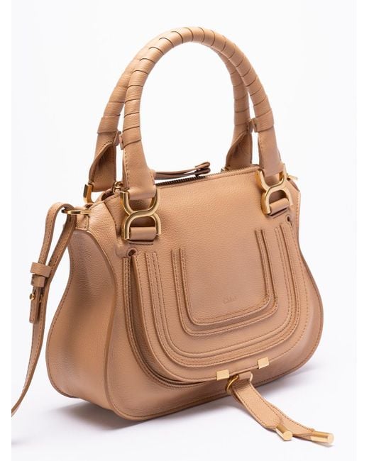 `Marcie` Small `Double Carry` Bag di Chloé in Natural