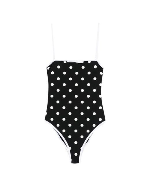 Self-Portrait Black Polka-Dot Pattern Swimsuit