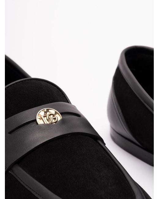 Dolce & Gabbana Black Suede Loafers for men