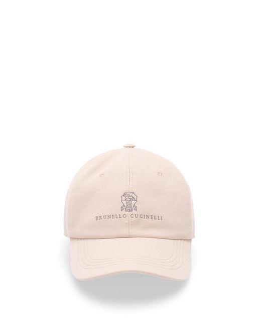 Brunello Cucinelli Pink Baseball Cap With Embroidery for men