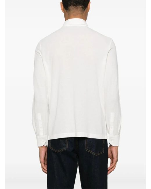 Drumohr White Long Sleeve Polo for men