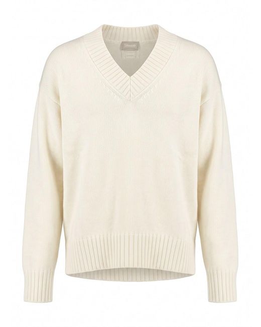 Drumohr White Long Sleeve V-Neck Sweater