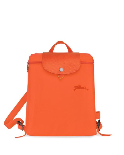Longchamp Orange `le Pliage Green` Medium Unisex Backpack