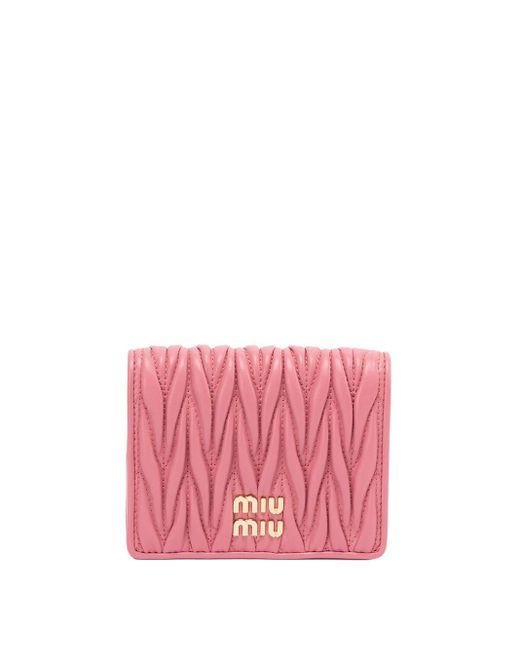 Miu Miu Matelassé Leather Small Wallet in Pink Lyst