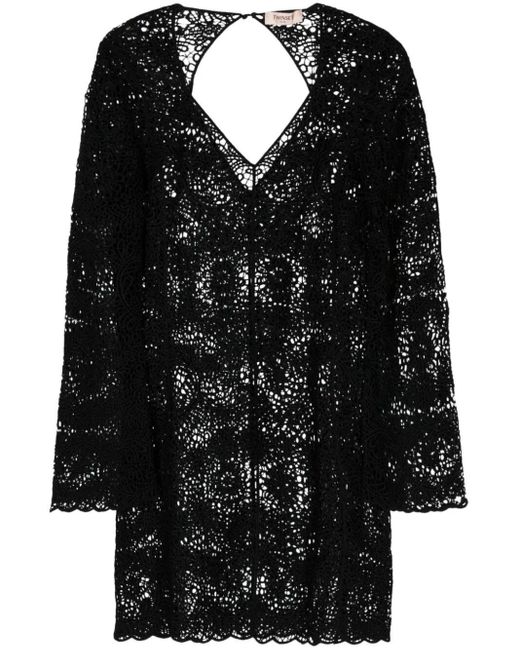 Twin Set Black Crochet Mini Dress