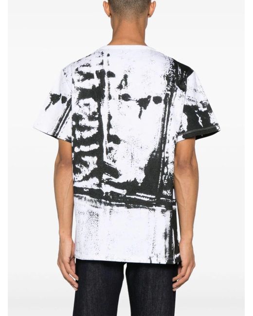 Alexander McQueen White Abstract Print T-Shirt for men