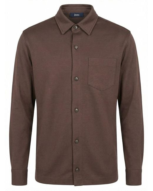 Herno Brown Polo Shirt With Pocket for men