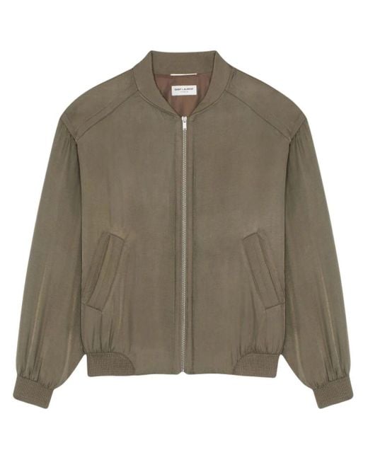 Saint Laurent Green `Teddy` Loose Fit Bomber Jacket for men