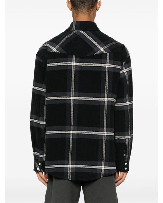 Palm Angels Black Checked Cotton-flannel Shirt Jacket for men