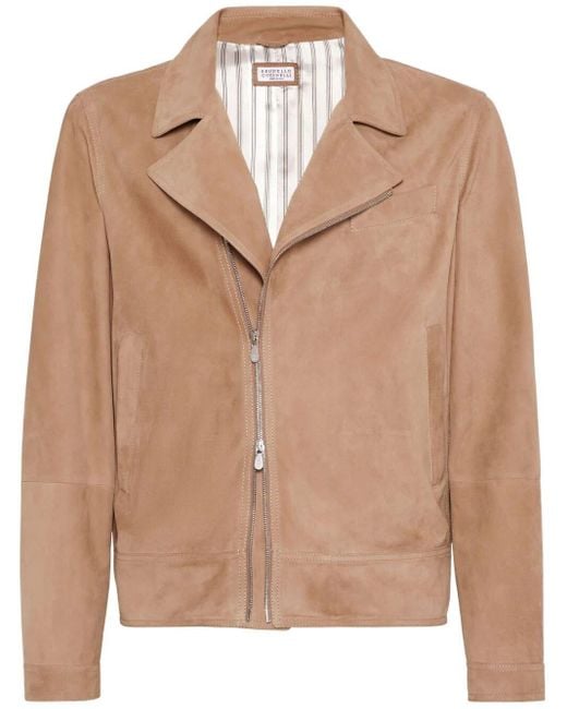 Brunello Cucinelli Natural Biker Jacket for men
