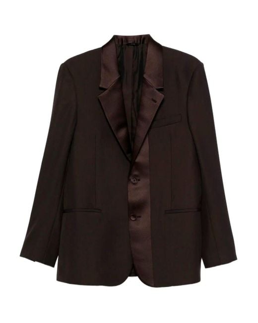 Wool Crepe And Satin Jacket di Fendi in Black da Uomo