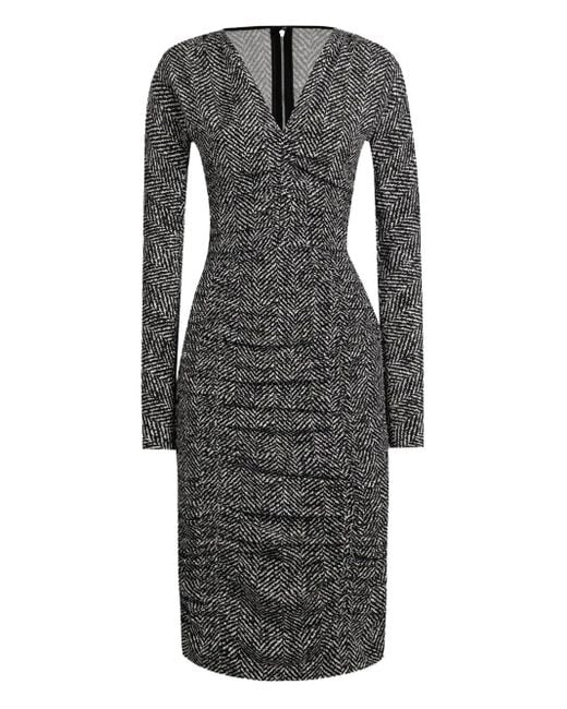 Dolce & Gabbana Gray Chevron Print Cady Midi Dress