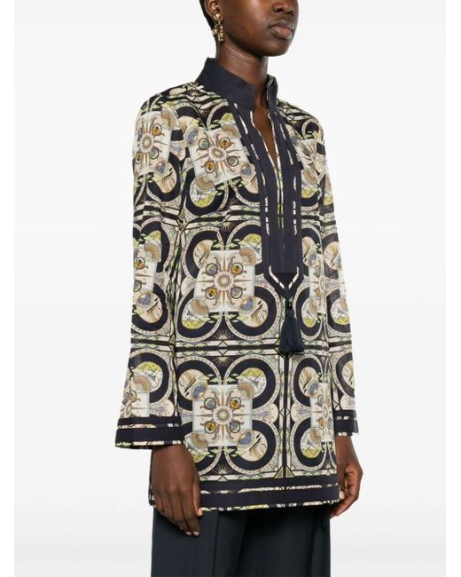 Tory Burch Black Tory Shirt In Cotton With Print