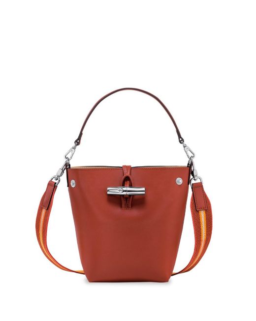 Longchamp Red `roseau Box` Extra Small Bucket Bag