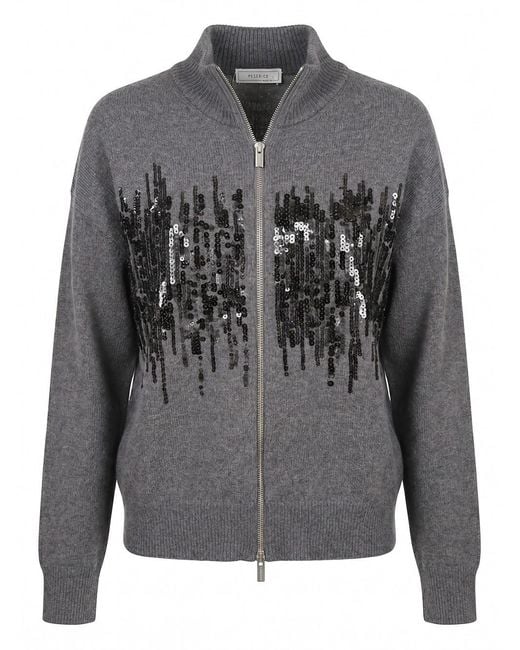 Peserico Gray Round Neck Sweater
