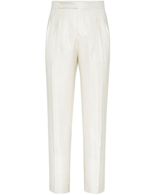 Brunello Cucinelli White Tuxedo Pants for men