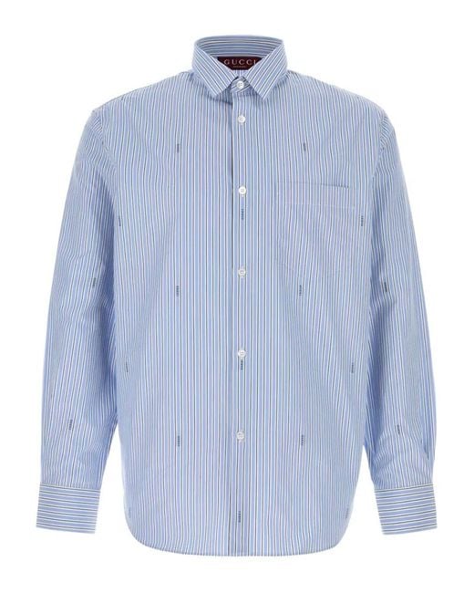 Gucci Blue 'Gg' Regular Shirt for men