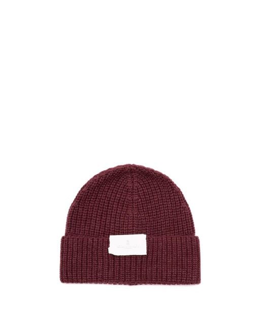 Brunello Cucinelli Purple Cashmere English Rib Knit Beanie for men