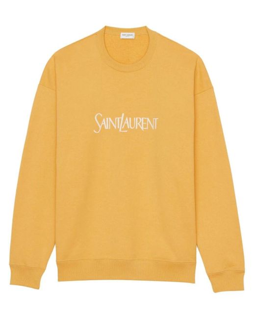 Saint Laurent Yellow Cotton Logo Sweatshirt for men