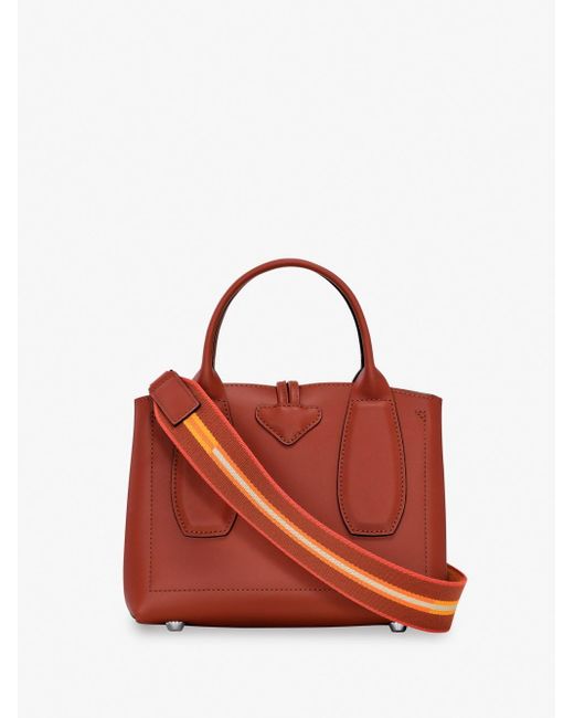 `Roseau Box` Medium Handbag di Longchamp in Red