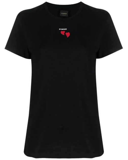 Pinko Black Heart-embroidery Logo T-shirt