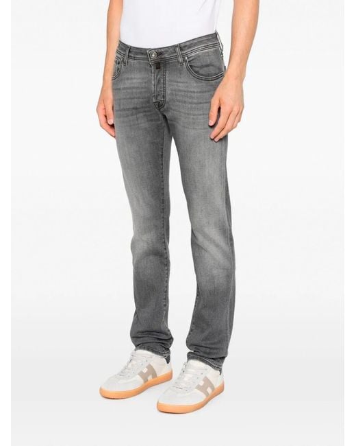 Jacob Cohen Gray 'Nick' Slim Fit 5-Pocket Pants for men