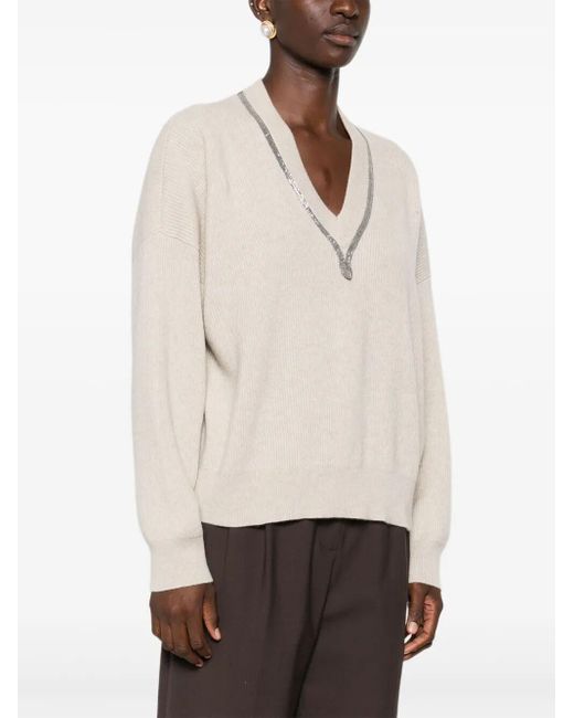 Brunello Cucinelli White Cashmere Sweater