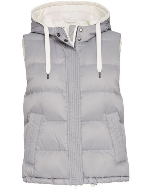 Brunello Cucinelli Gray Quilted Padded Gilet