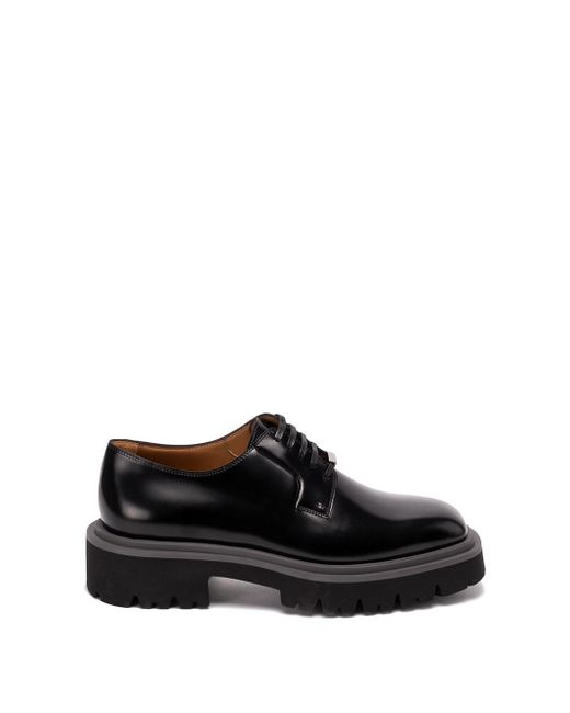 Ferragamo Black `flicker` Leather Derby Shoes for men