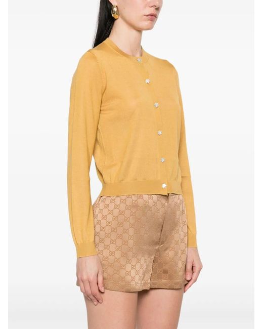 Gucci Yellow Long Sleeve Crew-Neck Cardigan